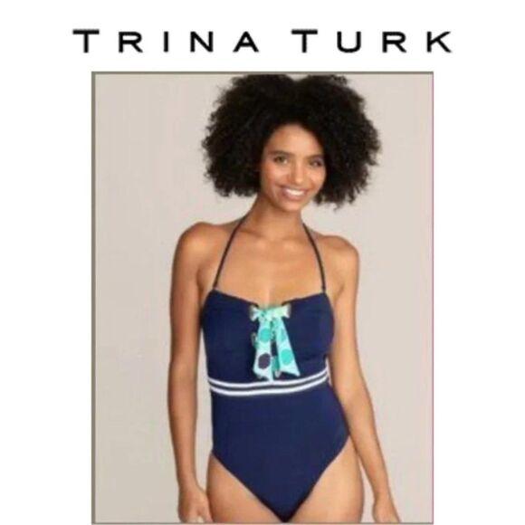 🆕️Trina Turk MADE IN THE SHADE BANDEAU ONE PIECE SWIMSUIT Sz 6 - Picture 4 of 16